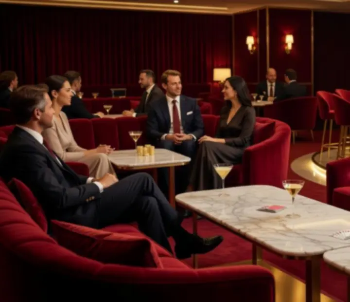 Modern lounge tér finom megvilágítással, kaszinó- és éttermi hangulattal